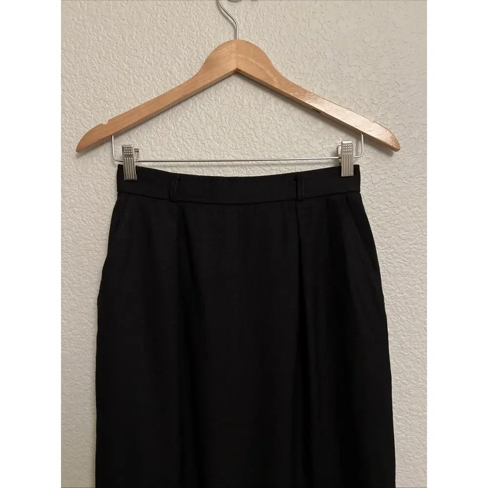 Vintage Evan Picone Midi Pencil SKirt Classic Old Money Black Lined Made in USA